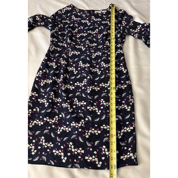 BODEN Delia Sheath Dress Women 6 Petite Navy Floral Bell 1/2 Sleeve Knee Career - Picture 13 of 14